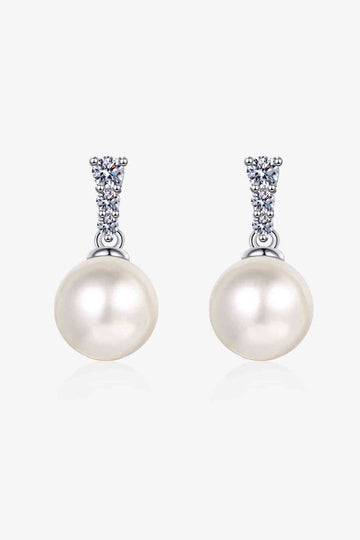 Radiant Remembrance Moissanite Pearl Drop Earrings