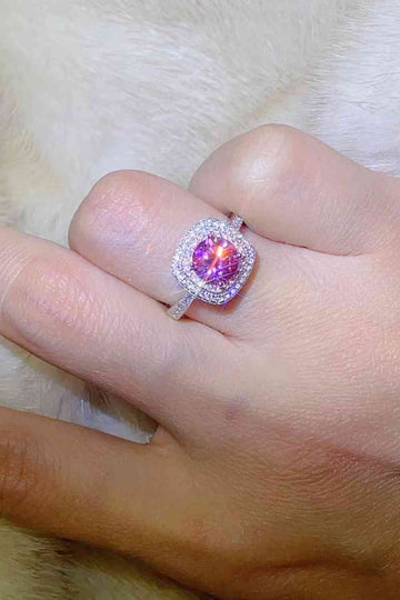 Celestial Cascade Pink 1 Carat Moissanite Two-Tone Ring