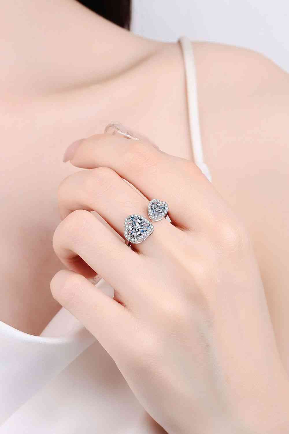 Celestial Whisper Heart-Shape Moissanite Open Ring