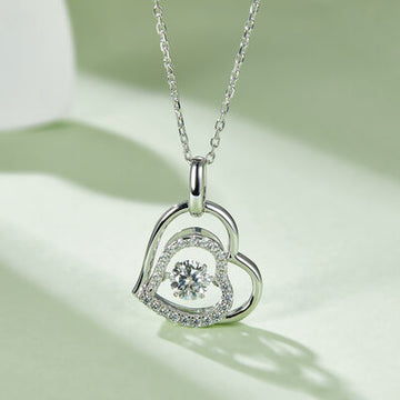 Celestial Splendor Moissanite Heart Necklace