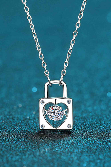 Twilight Treasures Adored Moissanite Lock Pendant Necklace