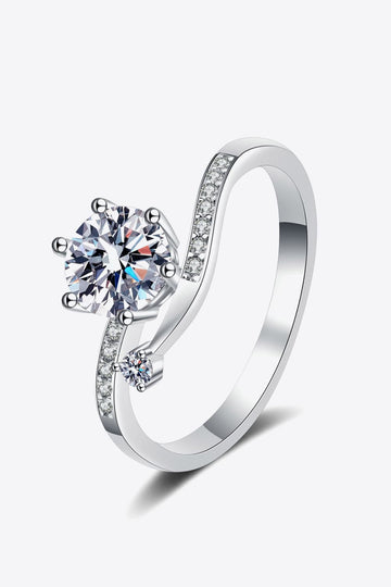 Ethereal Embrace  1 Carat Moissanite Lab Diamond White Gold Ring