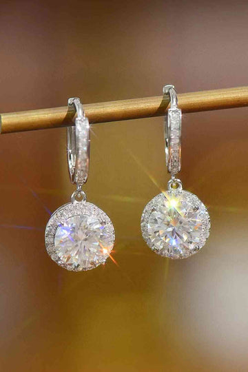 Divine Harmony 2 Carat Moissanite Round Drop Earrings