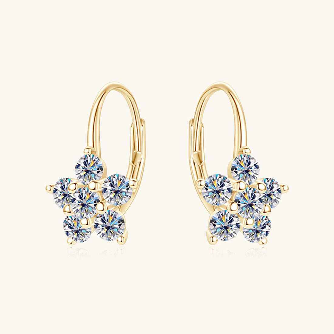 Stardust Shimmer Moissanite Flower Huggie Earrings