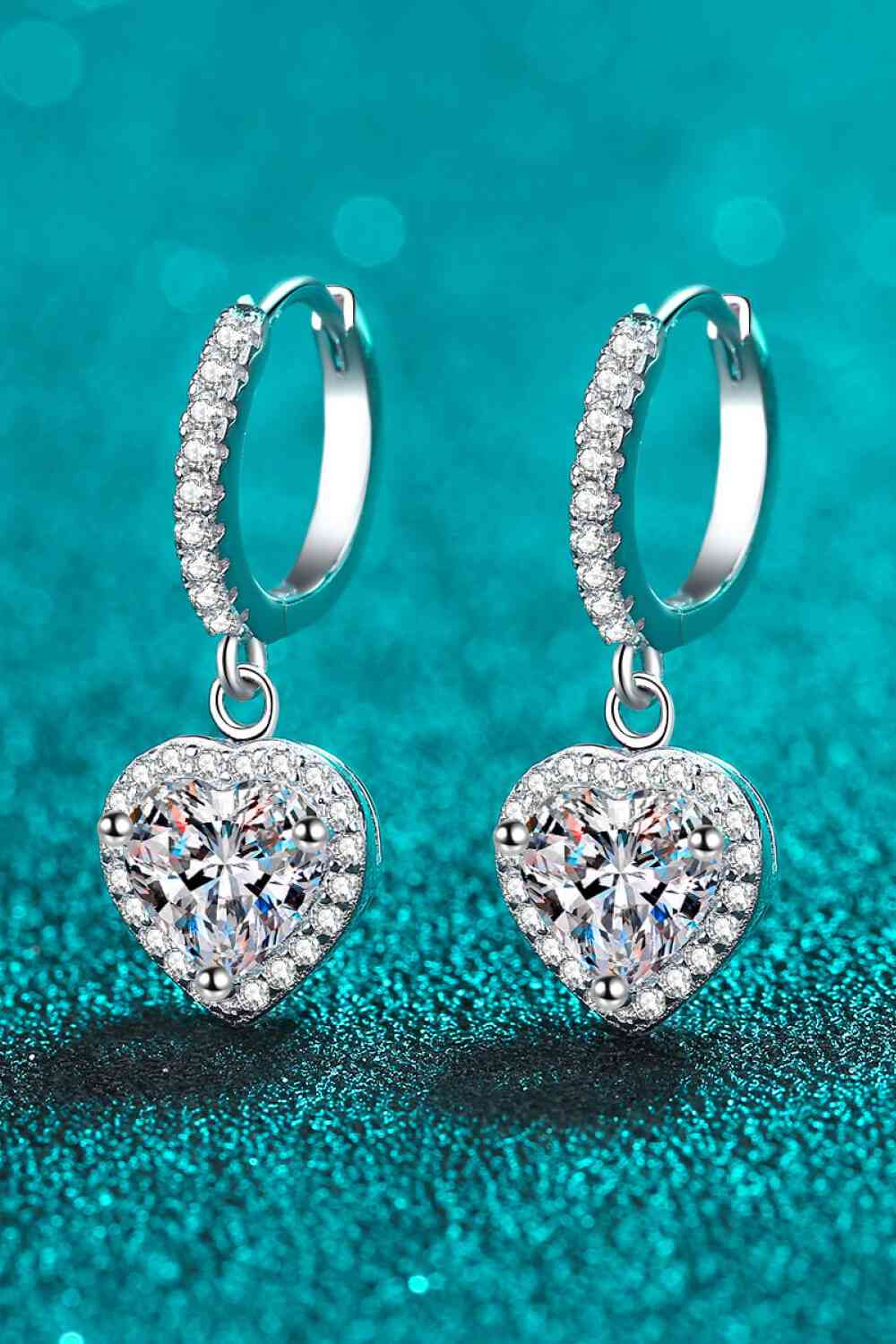 Luminous Love Moissanite Heart-Shaped Drop Earrings