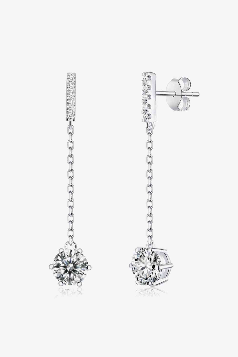 Ethereal Elegance 6-Prong Round Moissanite Drop Earrings