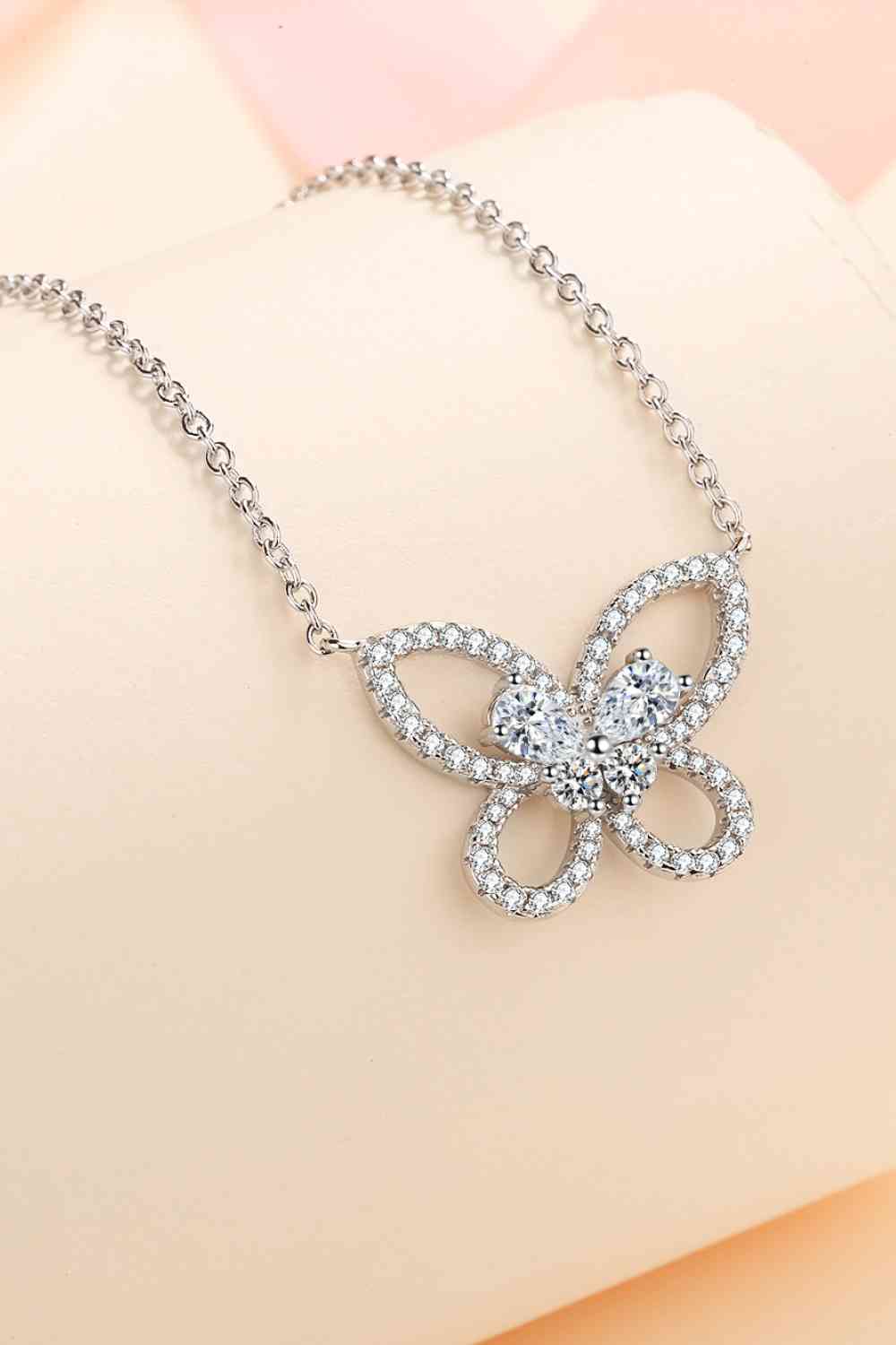 Ethereal Embrace Dainty Moissanite Butterfly Pendant Necklace