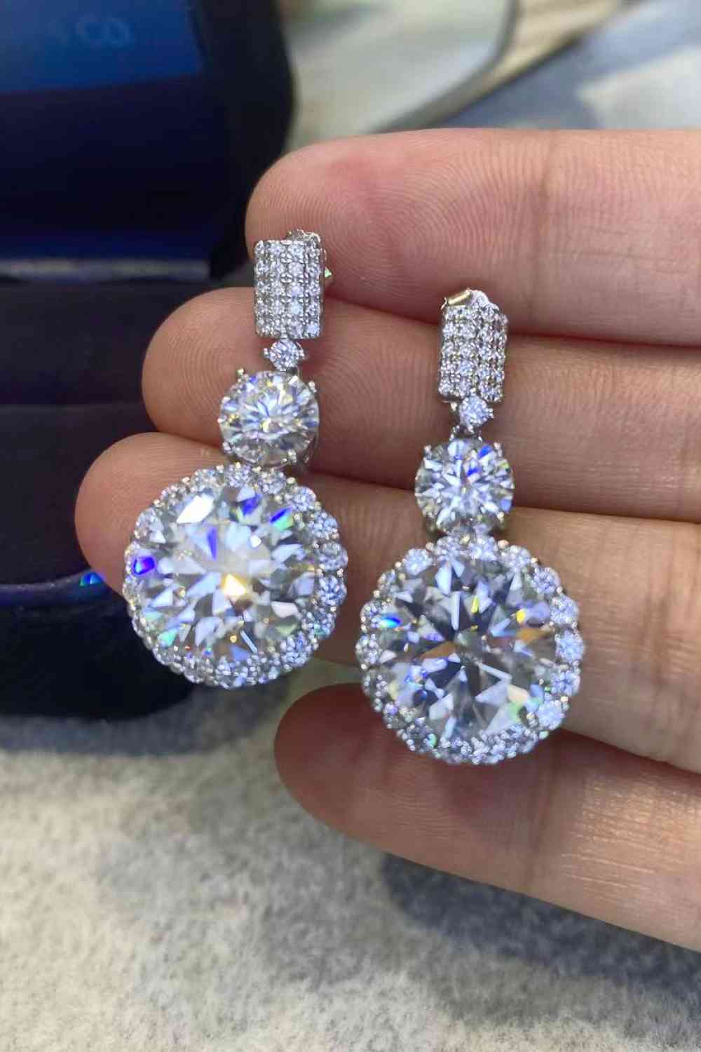 Enchanted Eternity Carat Moissanite Platinum Drop Earrings