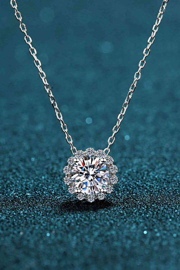 Enchanted Eternity Flower-Shaped Dainty Moissanite Pendant Necklace