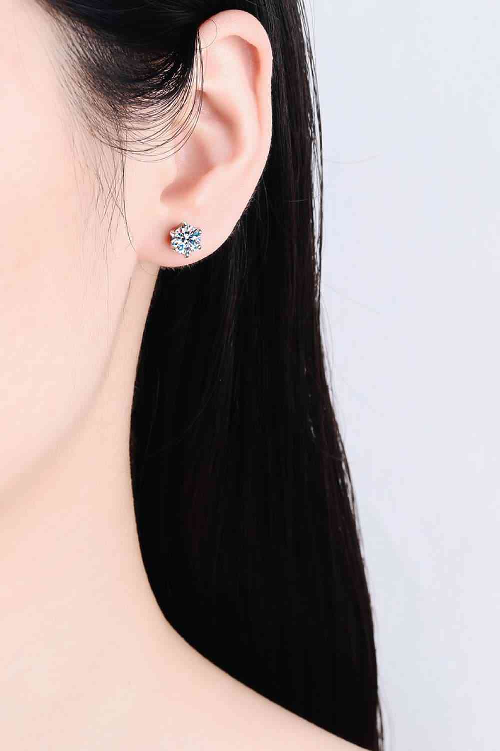 Serene Solitaire 1 Carat Moissanite Stud Earrings