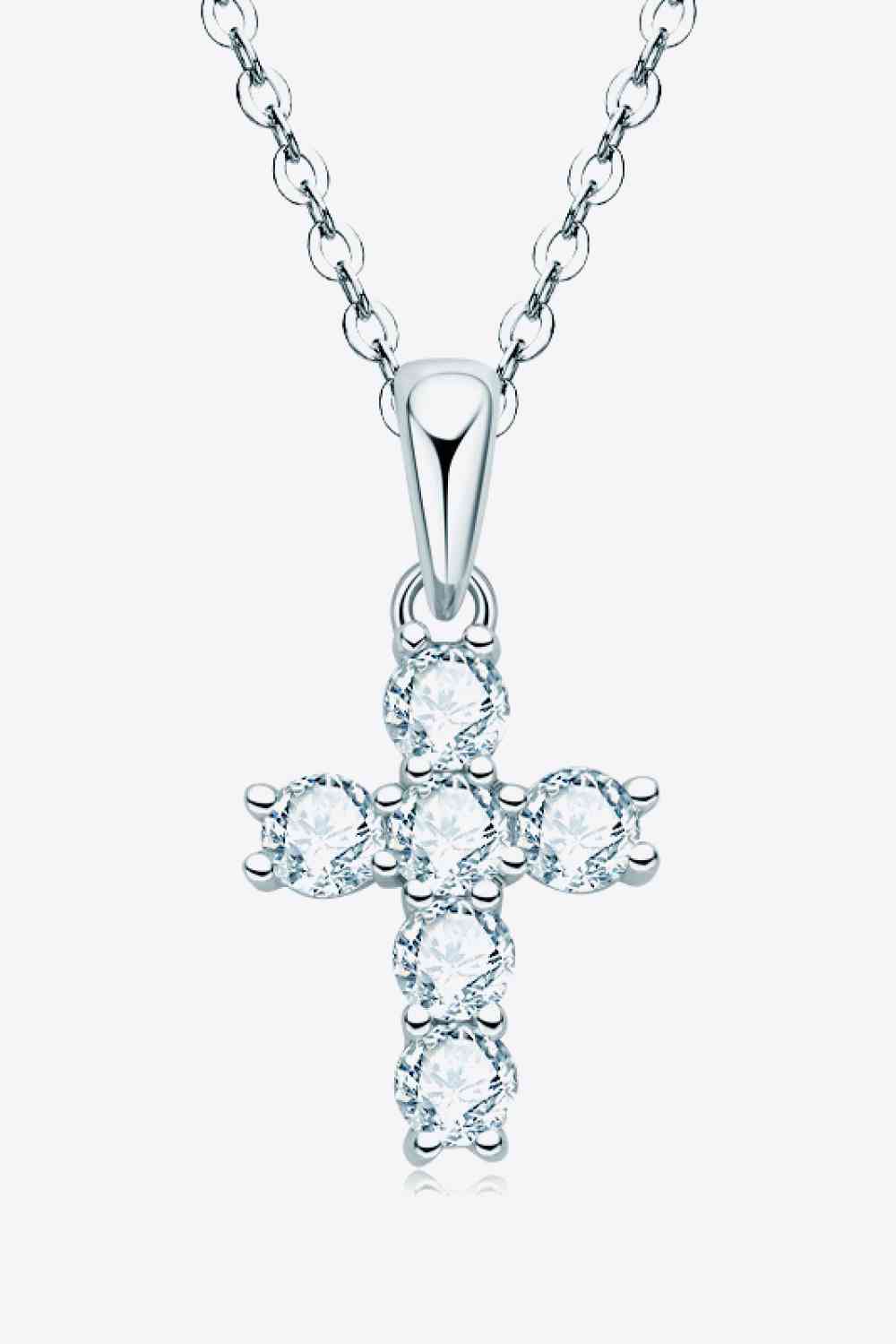 Radiant Reflection  Cross Moissanite Pendant Necklace