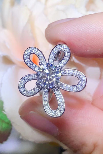 Whispering Willow 1 Carat Moissanite Flower-Shape Open Ring