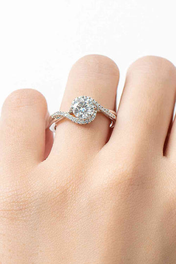 Enigmatic Embrace 1 Carat Moissanite Platinum Crisscross Ring