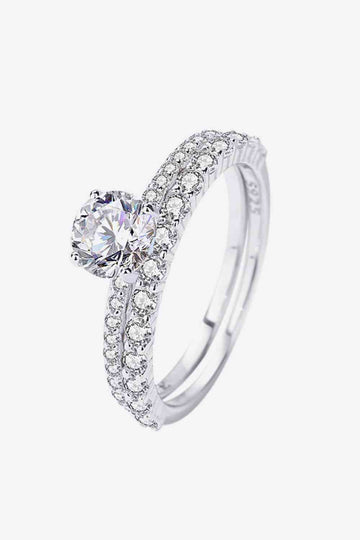 Serene Sparkle Moissanite 2-Piece Platinum Ring