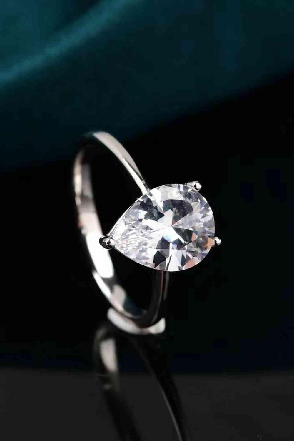 Enigmatic Splendor Teardrop 2 Carat Moissanite Ring