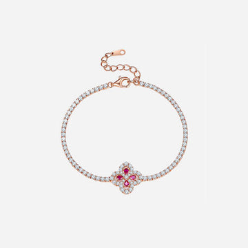 Enchanted Elegance Lab-Grown Ruby Flower Shape Bracelet