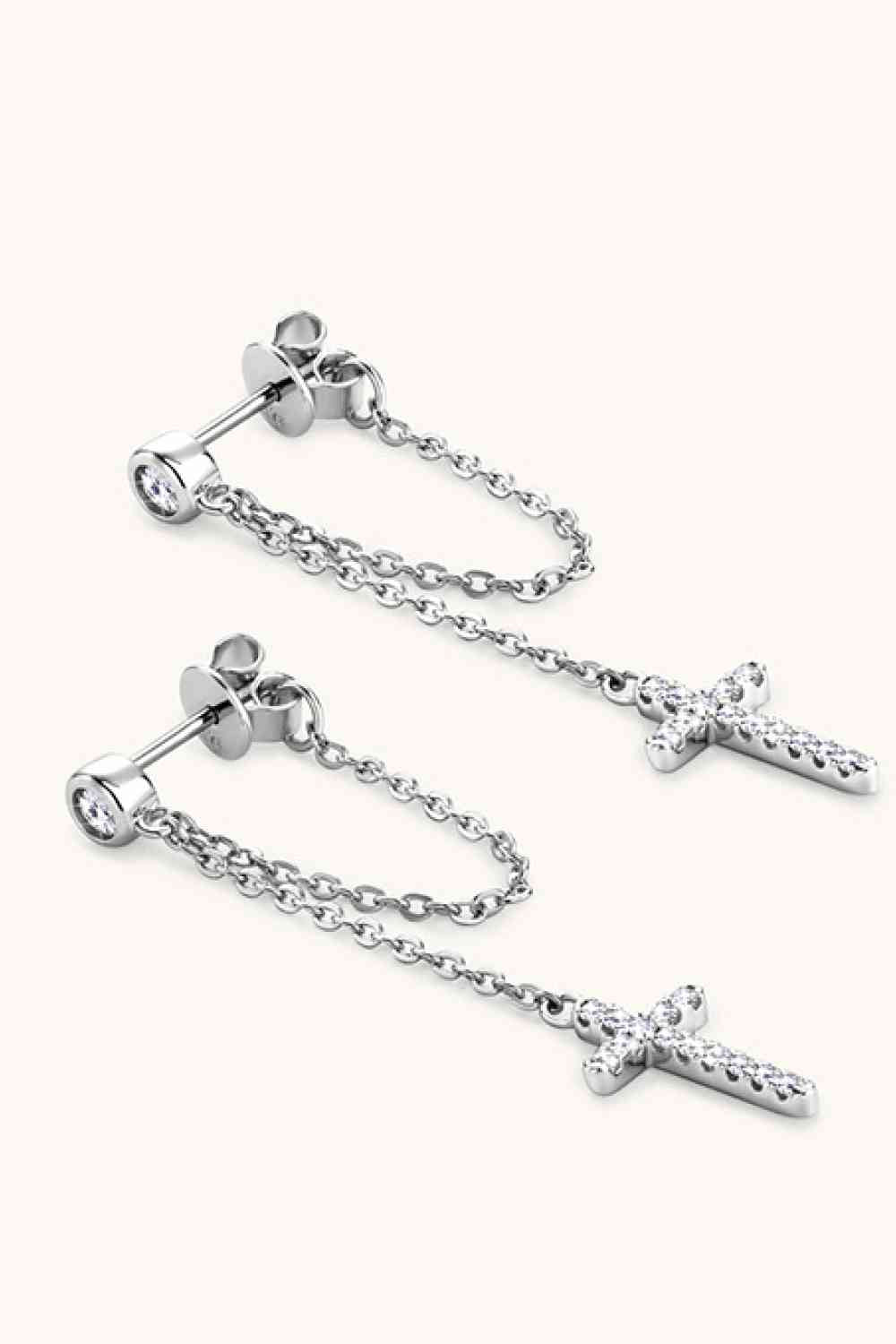 Heavenly Horizon Moissanite Cross Earrings