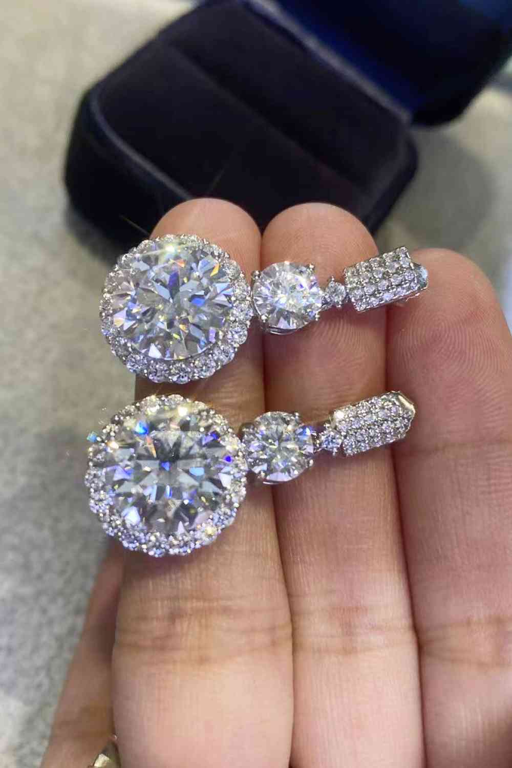 Enchanted Eternity Carat Moissanite Platinum Drop Earrings