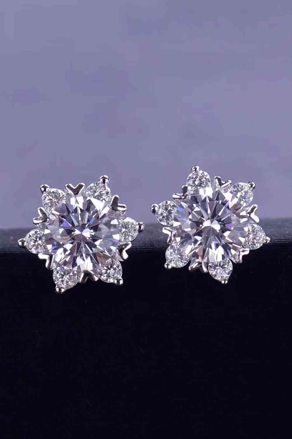 Celestial Grace 2 Carat Moissanite Floral Stud Earrings