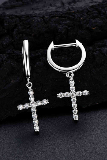 Heavenly Harmony Moissanite Cross Earrings