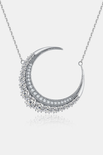 Midnight Crescent Moon Shape Pendant Necklace 1.8 Carat Moissanite