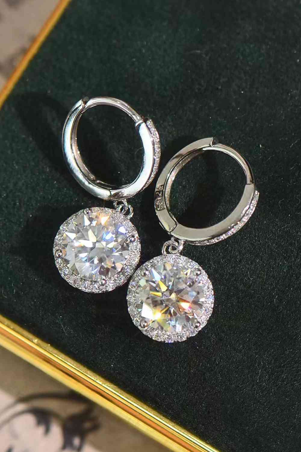 Divine Harmony 2 Carat Moissanite Round Drop Earrings