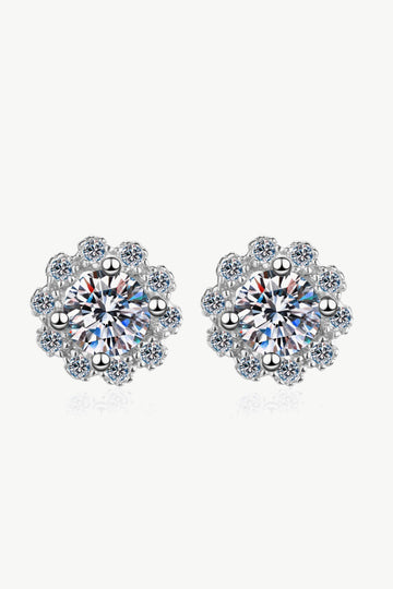 Ethereal Blossom Moissanite Floral-Shaped Stud Earrings