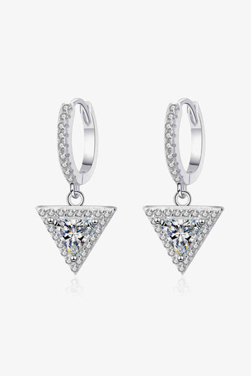 Celestial Charm Moissanite Triangle Drop Earrings