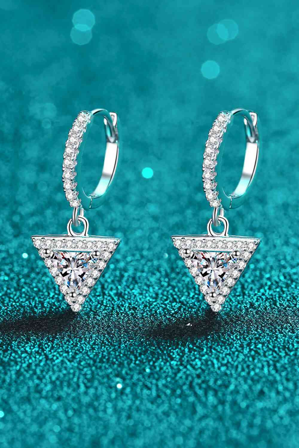 Celestial Charm Moissanite Triangle Drop Earrings