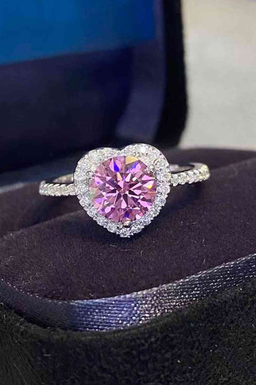 Enigmatic Bliss 1 Carat Moissanite Pink Heart Ring