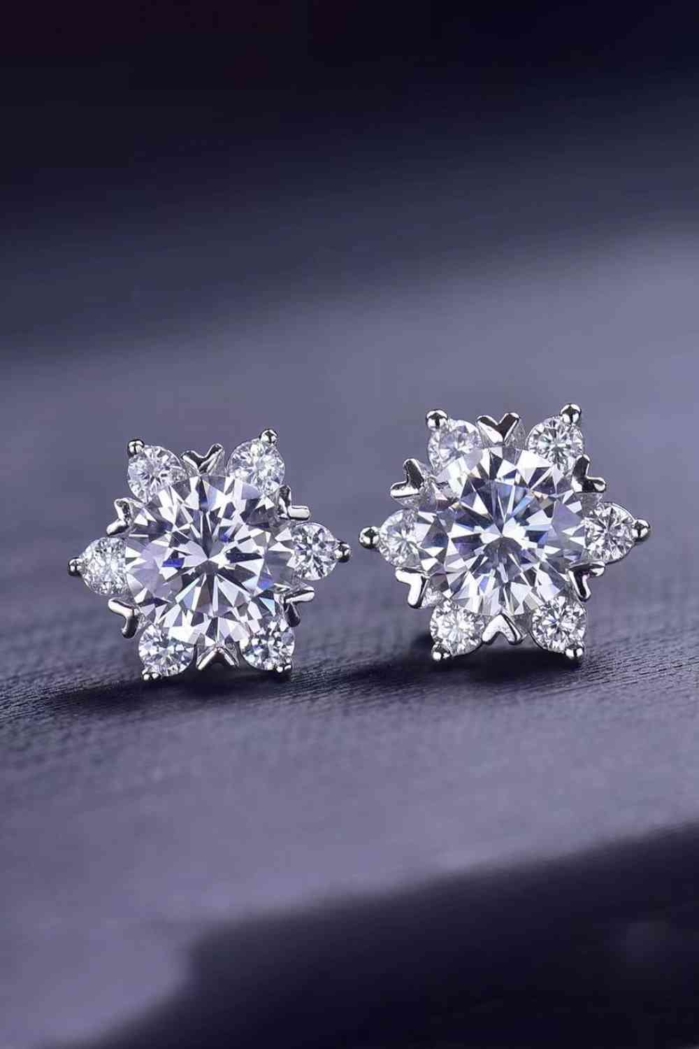 Celestial Grace 2 Carat Moissanite Floral Stud Earrings