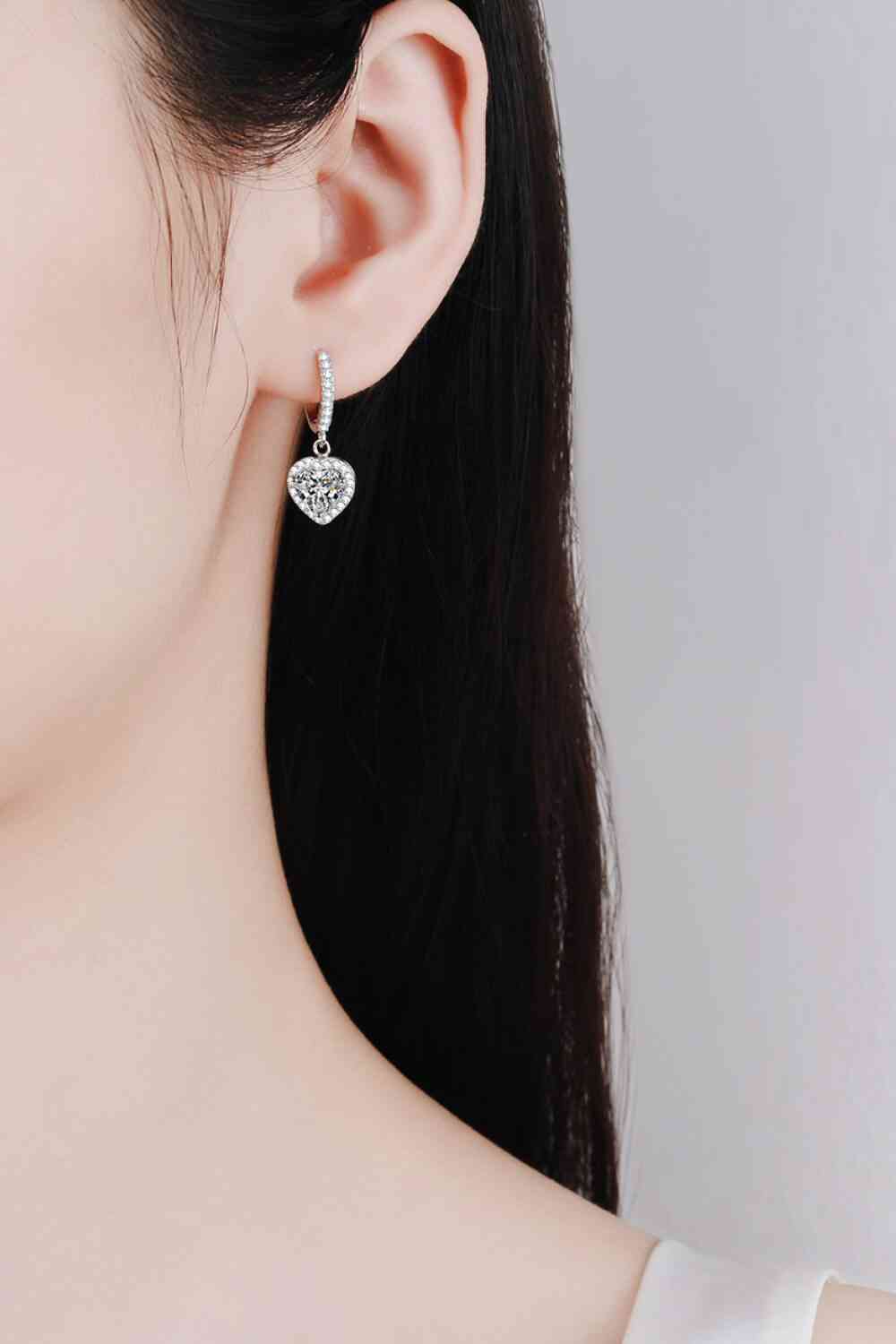 Luminous Love Moissanite Heart-Shaped Drop Earrings