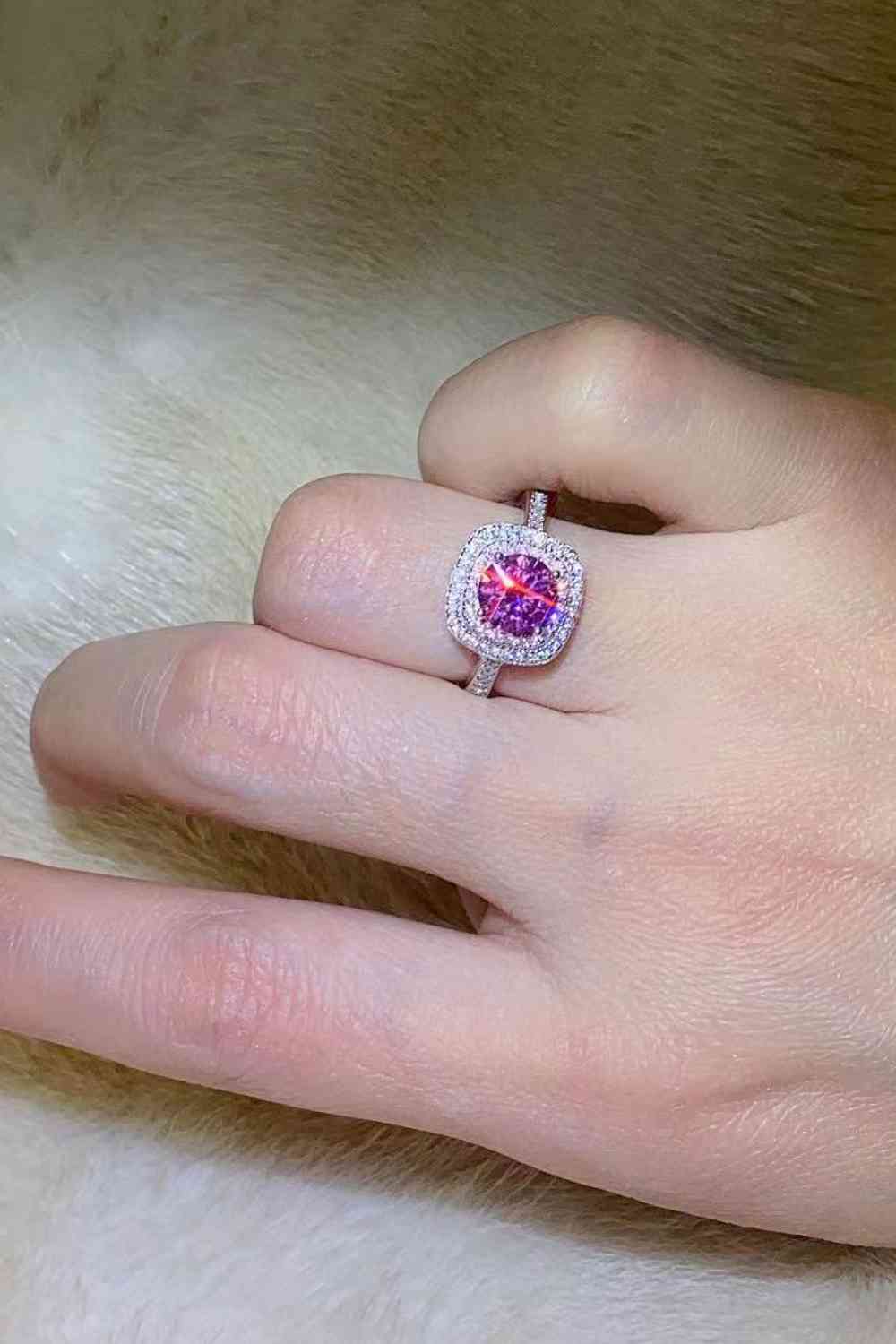 Celestial Cascade Pink 1 Carat Moissanite Two-Tone Ring