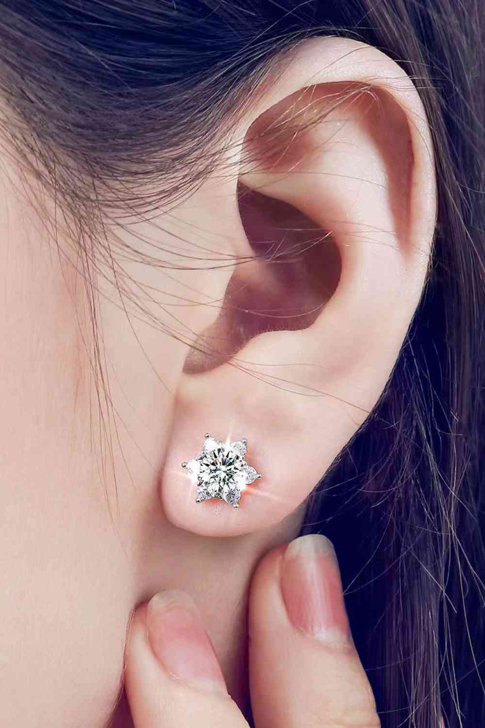 Celestial Grace 2 Carat Moissanite Floral Stud Earrings