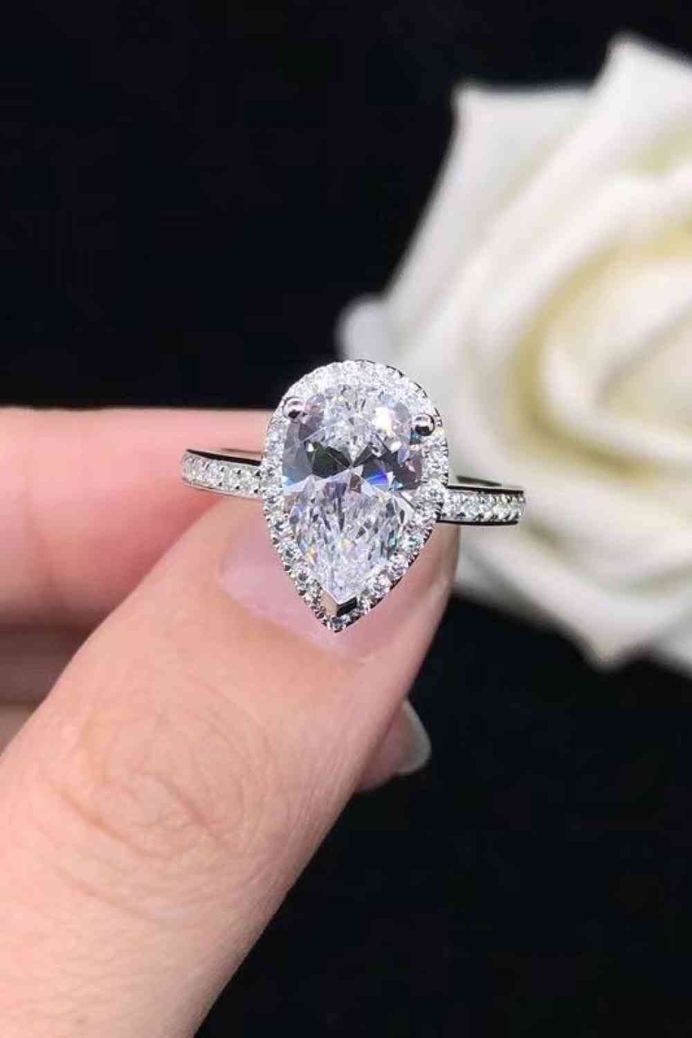 Divine Sparkle 2 Carat Moissanite Teardrop Cluster Ring