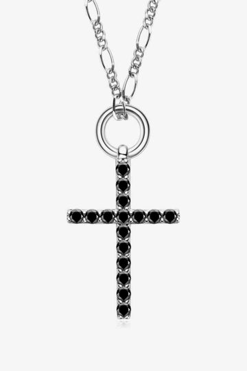 Heavenly Horizon Moissanite Cross Pendant Platinum Necklace