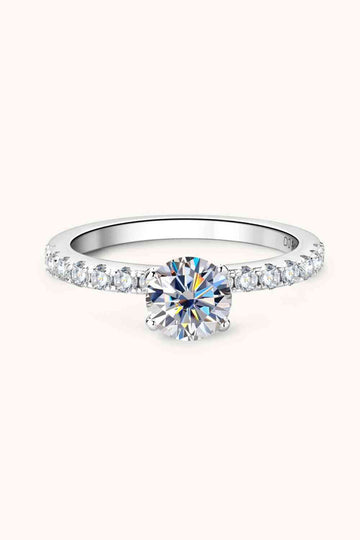 Radiant Harmony Moissanite Platinum Side Stone Ring