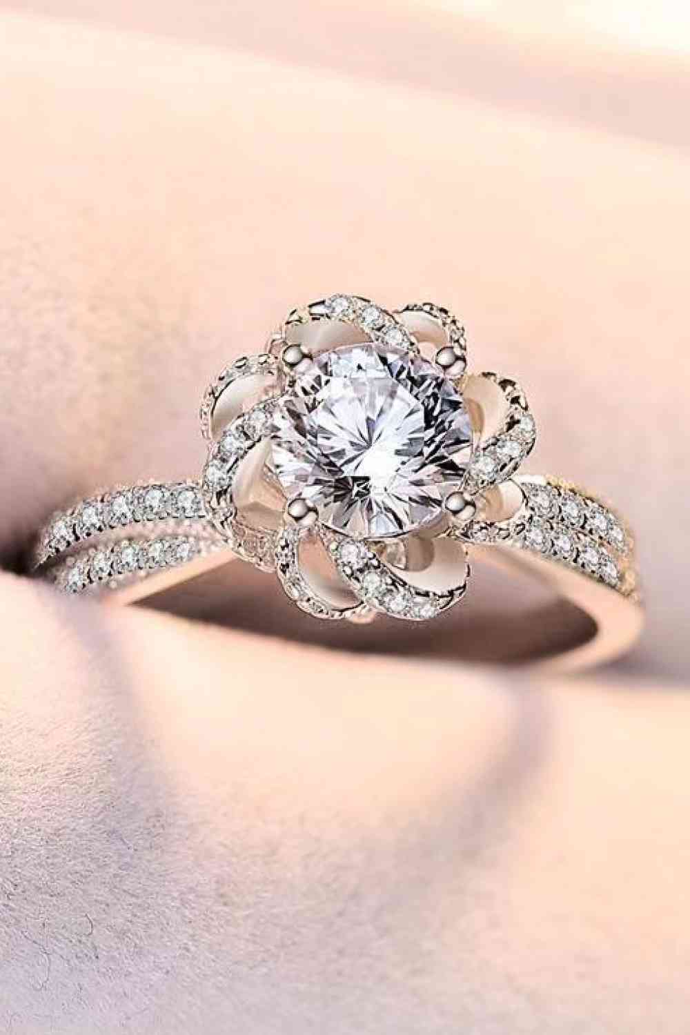 Enigmatic Beauty 2 Carat Moissanite Floral Platinum Ring