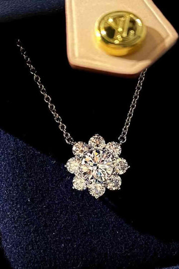 Enchanted Twilight 1 Carat Moissanite Floral Dainty Pendant Necklace