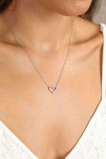 Enchanted Embrace Adored Moissanite Platinum Heart Necklace