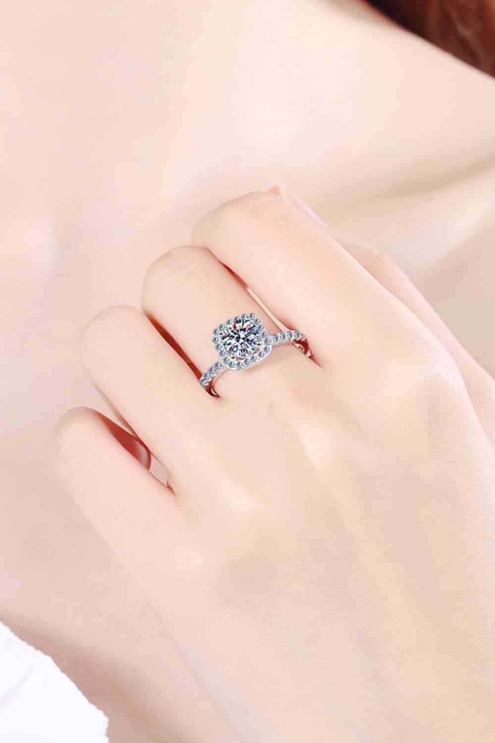 Twilight Tranquility 2 Carat Moissanite Square Halo Ring