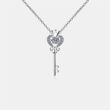 Key Shape Moissanite 925 Sterling Silver Necklace