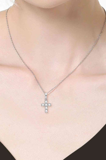 Radiant Reflection  Cross Moissanite Pendant Necklace