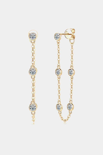 Sparkling Serenade Chain Link 1 Carat Moissanite White Gold Earrings