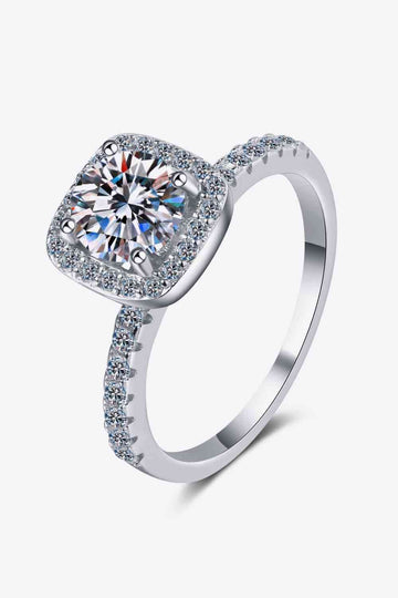 Twilight Tranquility 2 Carat Moissanite Square Halo Ring