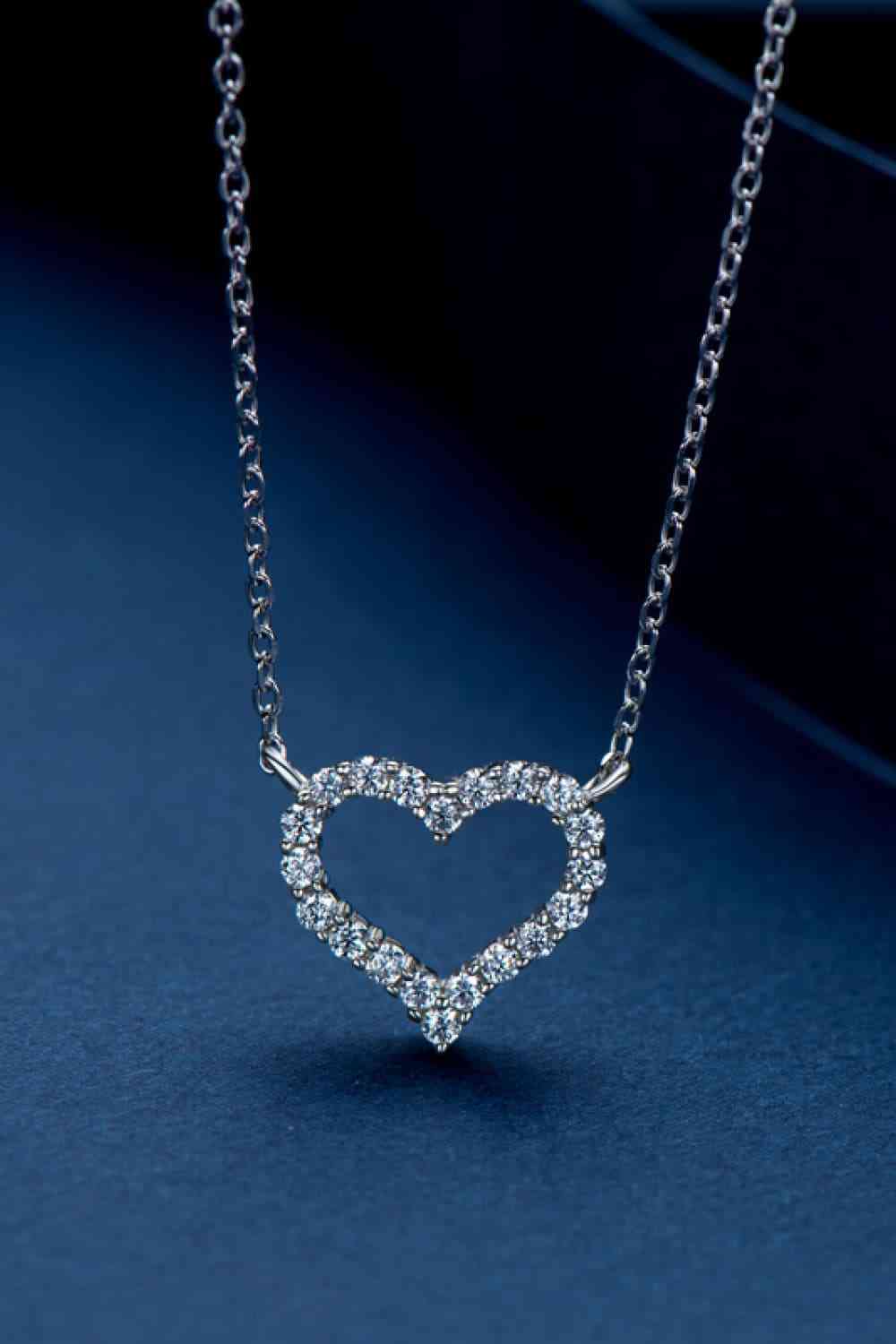 Enchanted Embrace Adored Moissanite Platinum Heart Necklace