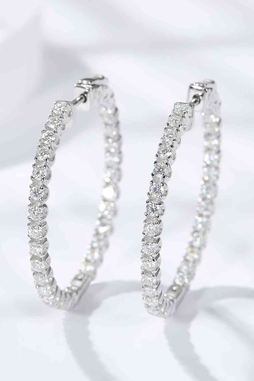 Celestial Splendor Platinum Moissanite Huggie Earrings