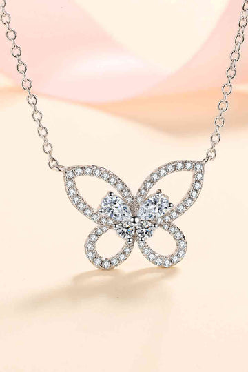 Ethereal Embrace Dainty Moissanite Butterfly Pendant Necklace