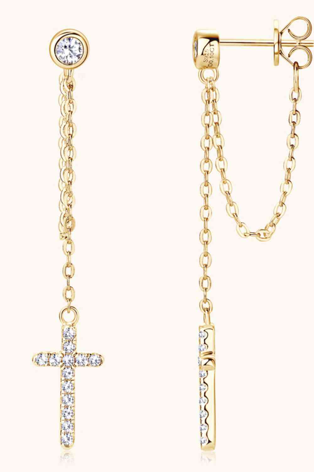 Heavenly Horizon Moissanite Cross Earrings