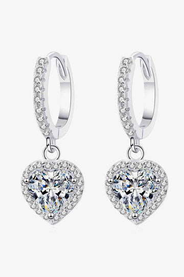 Luminous Love Moissanite Heart-Shaped Drop Earrings